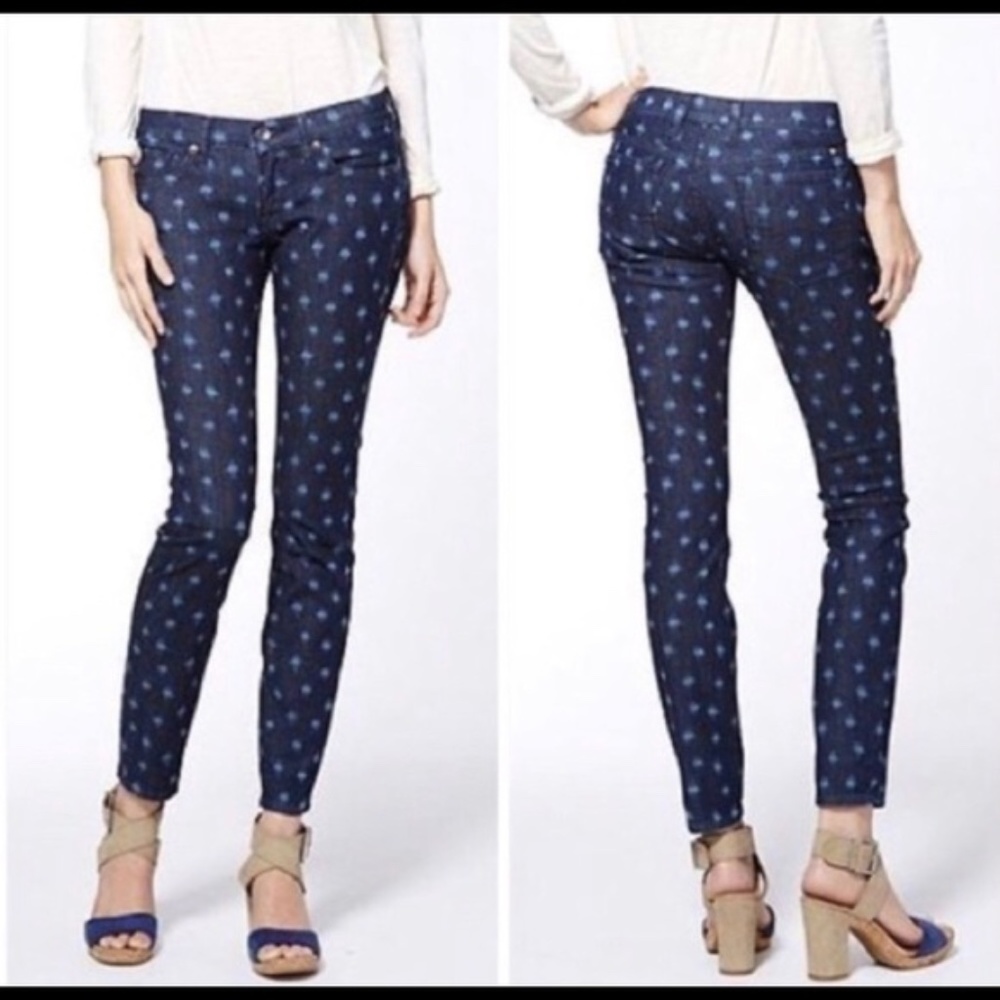 Lucky Brand Charlie Skinny Polka Dot Ikat Jeans